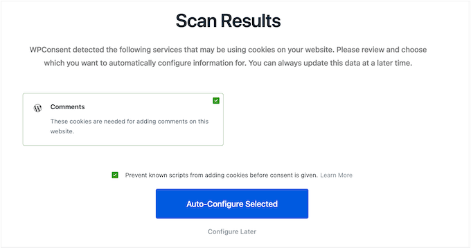 Analyse de votre site Web WordPress à la recherche de cookies Scanning your WordPress website for cookies