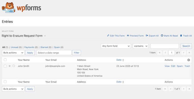 Gérer les demandes de suppression directement dans le tableau de bord WordPress Managing deletion requests directly in the WordPress dashboard